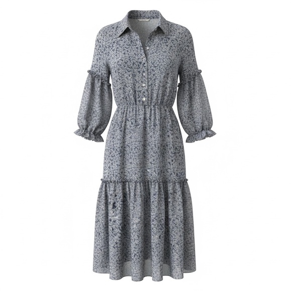 Misa Los Angeles Dresses & Skirts - Misa Los Angeles Navy Floral Long Sleeve Dress